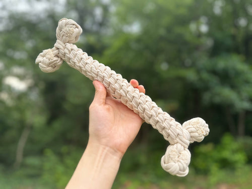 Packryn Jumbo White Recycled Cotton Rope Bone Dog Toy for Medium and Large Dogs