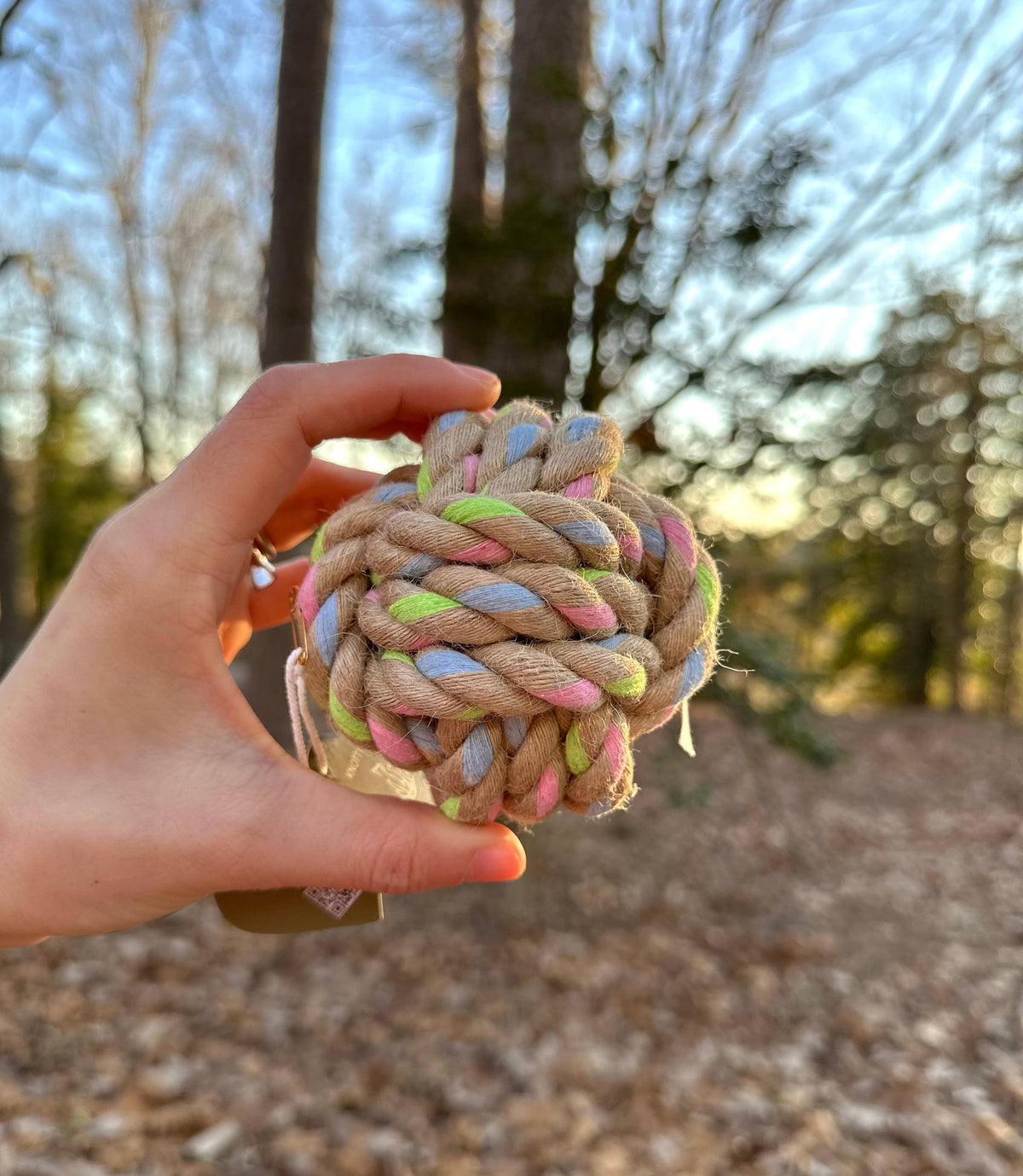 Packryn Rainbow Hemp Knot Ball Dog Toy - 100% Natural Eco-Friendly Chew Toy