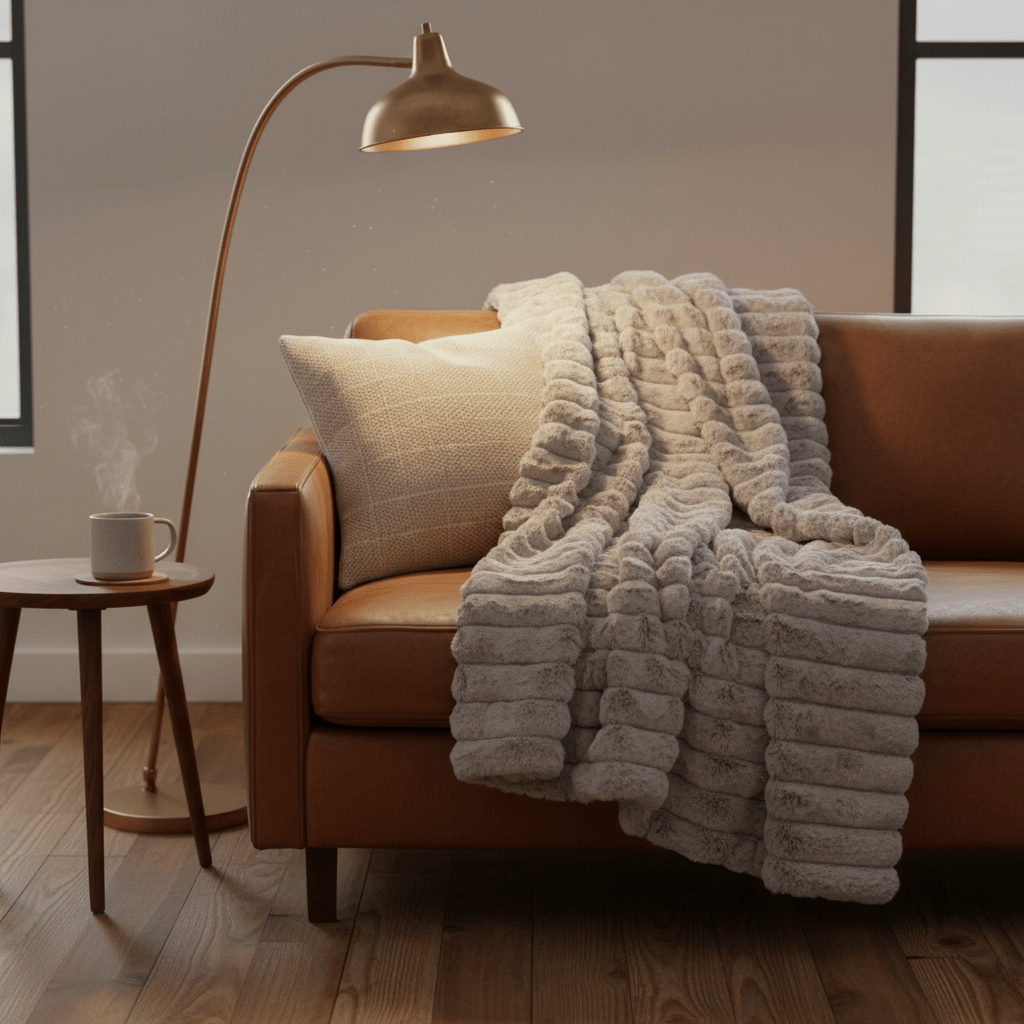 Lux Faux Fur Throw Blanket for Bed and Couch